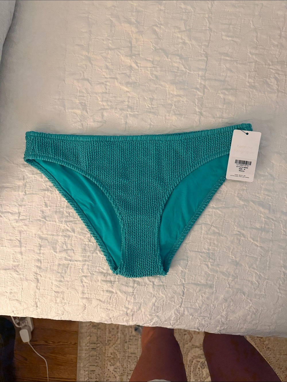 Lively Textured Bikini Bottom in Teal